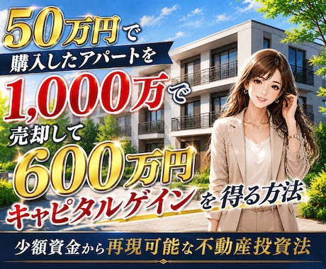 資金が少ない方でもできる不動産投資手法を教えます 50万円の物件を1,000万で売却した私の戦略 イメージ1