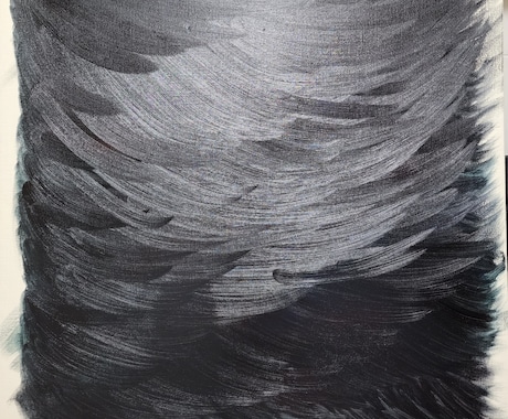 反射が美しい抽象画、売ります 『烏crow』真作 抽象画、油絵 S15 返品不可 額縁なし イメージ1