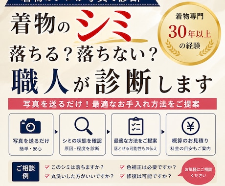 着物のシミを職人が診断しますます 30年の経験で最適なお手入れをご提案 イメージ1