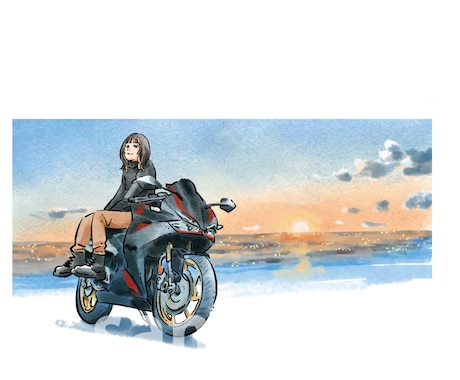 バイク、車と一緒のイラスト描きます アイコン、ギフトにも喜ばれる完全オリジナルイラスト イメージ2
