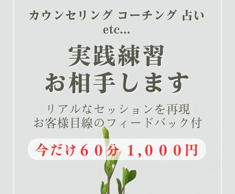 初心者歓迎！ カウンセリング練習をサポートします 本番のような緊張感とリアルな反応で、着実に自信へとつなげます イメージ1