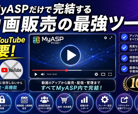 MyASP動画を高機能化するツールを提供します Vimeo不要｜MyASP専用動画制御コードを自動生成ツール イメージ2