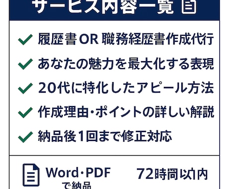 20代のための履歴書職務経歴書を作成します 転職5回成功の実体験で20代の『書類作成の不安』を『自信』に イメージ2