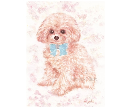 原画配送うちの子ペット水彩画イラスト描きます シックな雰囲気から絵本風まで。犬猫鳥うさぎハムスター イメージ1