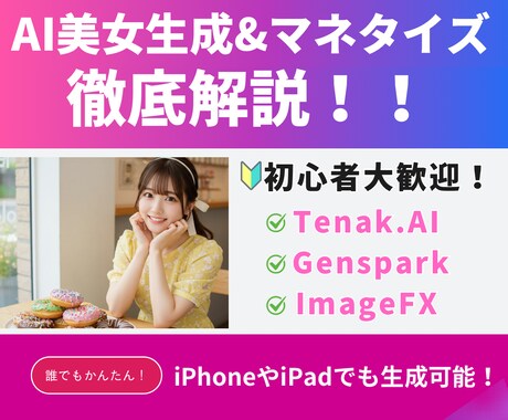 AI美女の作り方教えます 初心者向け！好みの美女生成方法&マネタイズ方法教えます！ イメージ1