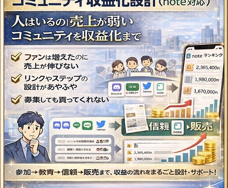 コミュニティ収益化設計（note対応）ます ファン作り→販売までを一貫設計します イメージ1