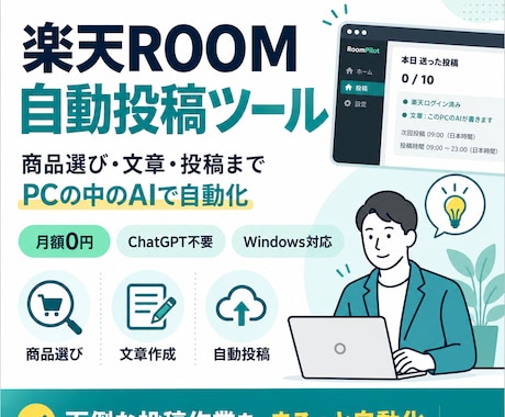 楽天ROOMの自動投稿ツールを提供します イメージ1