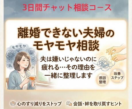夫婦のしんどさをチャットで整理します 夫は嫌いじゃないのに疲れる…その理由を一緒に言語化します イメージ1