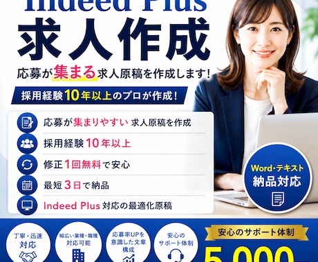 Indeed Plus求人を最適化します 応募が集まるIndeed Plus求人を作成します イメージ1