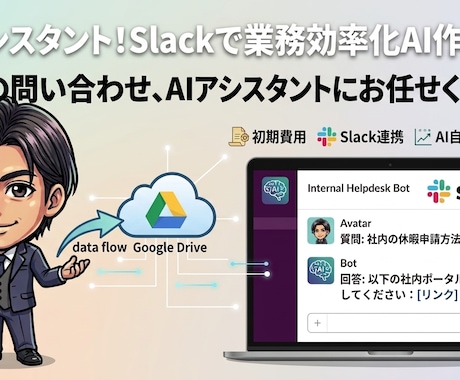 AI社員！Slackで自動応答AI作ります 総務の問い合わせ、AI社員に丸投げしませんか？ イメージ1