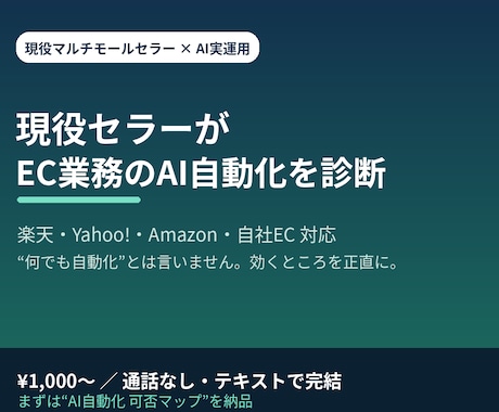 現役セラーがEC業務のAI自動化を診断します エンジニアでなく現役の多モール運営者が現場目線で診断 イメージ2