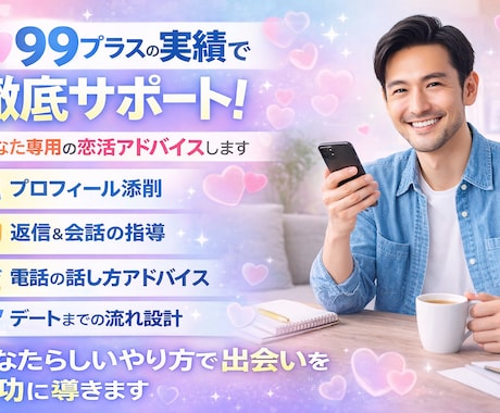 男性限定！出会いまで導きます マッチ99＋の実体験で出会いまで徹底サポート イメージ2