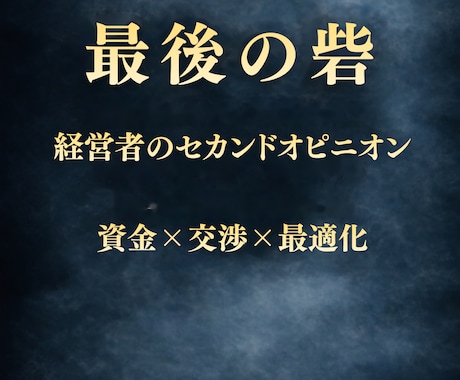 資金繰り/交渉/経営課題の最適化を助言します まずは無料相談を。出し惜しみはしませんのでご安心ください。 イメージ1