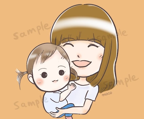 赤ちゃんとママのかわいい似顔絵描きます イメージ1