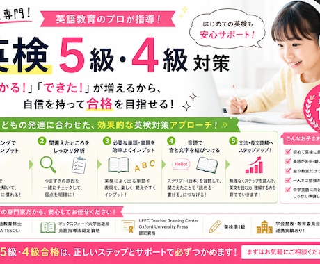 ４回セット英検5級・4級合格を楽しくサポートします 英検合格だけでは終わらせません。その先の「英語楽しい！」へ。 イメージ1