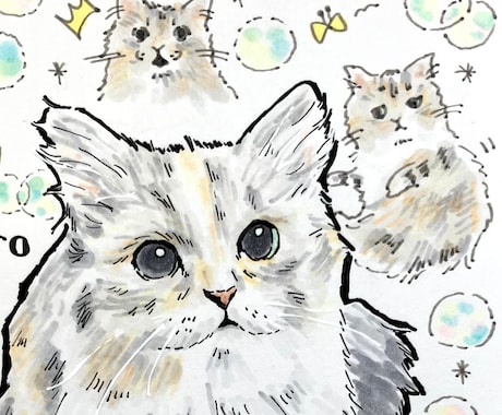 カラフルペット似顔絵。うちの子イラスト描きます うちの子記念日、誕生日プレゼント、ペット友達のプレゼントにも イメージ2