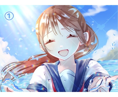 夏にぴったり！海辺で水遊びをする量産描きます お友達やオリキャラ同士のペア画にもぴったりです♡ イメージ2