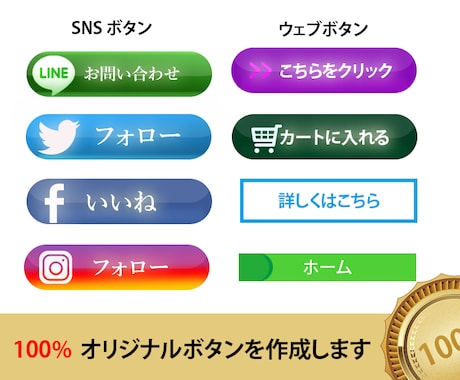 １００％オリジナルSNS,ウェブボタン作成します 24時間以内にブログ、ウェブサイト、ＳＮＳ用のボタン作成 イメージ1