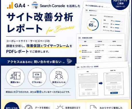 GA4の数値でサイト改善提案をします 問い合わせが増えないサイトの原因、数字で特定します イメージ1