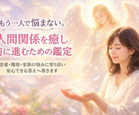 一人で悩まない。人間関係を癒し前に進む鑑定します 恋愛・職場・家族のお悩みに、やさしく寄り添い解決へ導きます イメージ2