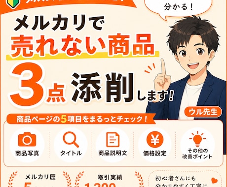 メルカリで売れない商品3点を添削します 写真・タイトル・説明文・価格をまとめて改善します イメージ1