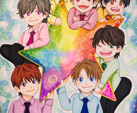 SNSのアイコンなど描きます 手描きだからこそ伝わる温もり。推しキャラを一枚のイラストに。 イメージ2