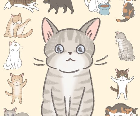 猫のデジタルイラストを3点描きます 飼い猫さん・看板猫さん1匹を、やわらかい雰囲気のイラストに♪ イメージ1
