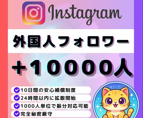 Instagramフォロワー10000人増やします ✅Instagram外国人フォロワー１万人増加◆振分可能 イメージ1