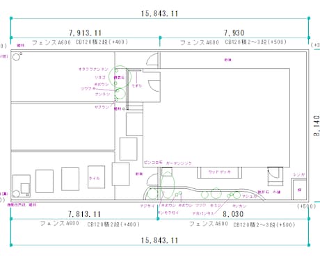 寸法入り詳細平面図(Jw cad)を作成します 正確な図面で円滑な施工！ムダのない資材購入にも役立ちます。 イメージ1