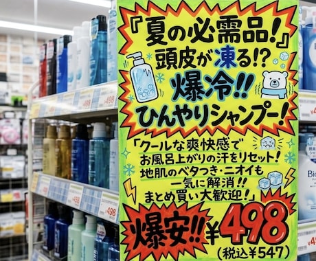 夏を乗り切る！手書きPOP作ります 「夏対策」「爆安」ドラッグストア・小売店の売上UPに！ イメージ2
