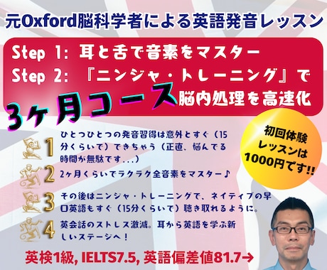 脳科学者がIELTS対策イギリス英語発音を教えます IELTS攻略・聞き取りとスピーキングの王道は発音にあり！ イメージ1