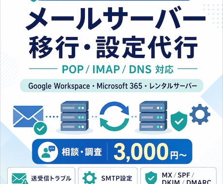 メールサーバー移行・メール設定を代行します POP／IMAP移行、GWS、 365、設定、移行に対応 イメージ1