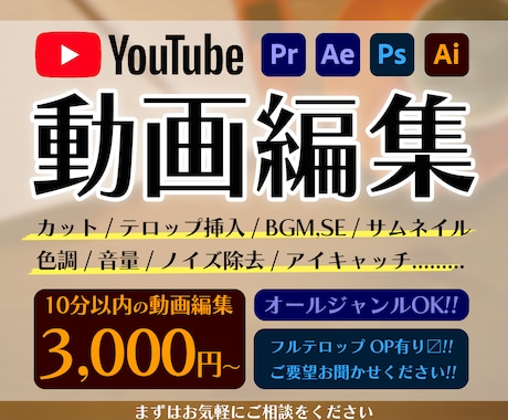 Youtube/SNS/対談動画 等編集をします ジャンルは幅広く対応しております イメージ1