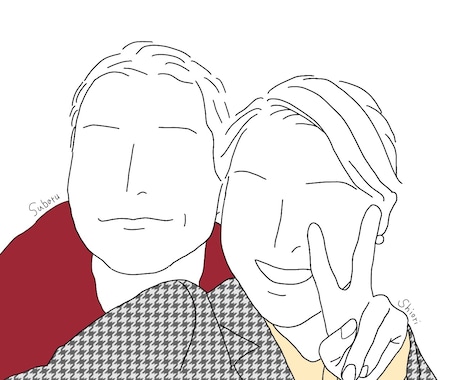お洒落なカップルイラスト描きます ✳︎SNSなどに使えるカップル(お友達)イラストを作成✳︎ イメージ2