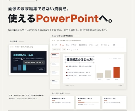 AI生成スライドを編集可能なPPTにします NotebookLM等のAI資料を修正できるPPTXへ イメージ1