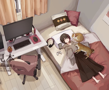 和風かわいい一枚絵を作成致します 活動者、VTuber、商用・個人利用される方にも。 イメージ1