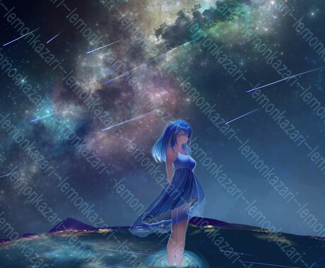 青が際立つ爽やかなイラストを描きます 歌みたやボカロ楽曲向けにイラストを制作します！ イメージ2