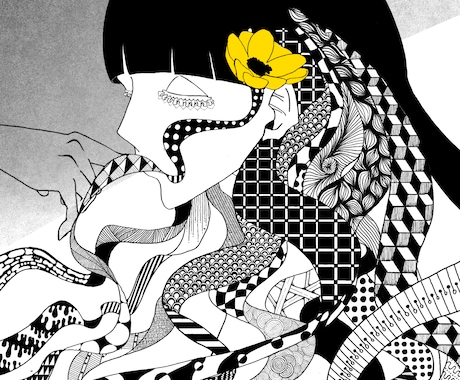 細部まで丁寧に描き込んだイラストを描きます 様々なものにゼンタングルを使用し、こだわりがある一枚絵を！ イメージ1