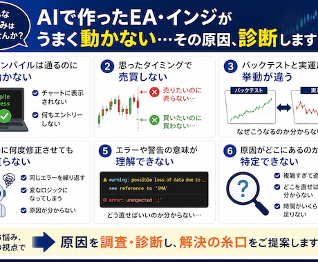 AI製EA・インジを診断・修理します MQL4・MQL5専門の動作診断サービスです イメージ2