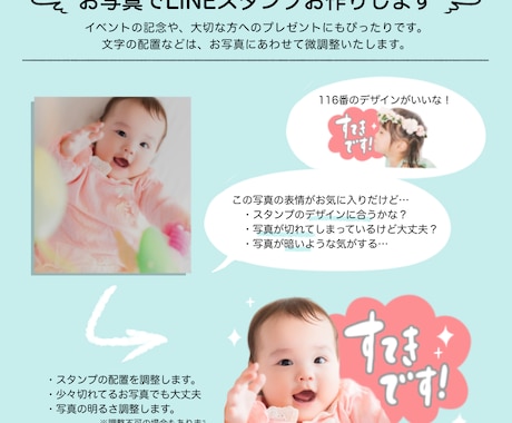 お写真でLINEスタンプお作りします ハッピーカラー｜どんなお写真もご相談ください イメージ2