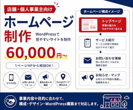 店舗・個人事業主向けホームページを制作します WordPressで見やすいサイトを制作 イメージ1