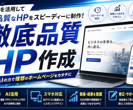 AI 活用で高品質な HP を爆速制作します 元大手サイト開発者が AI で高速×高品質に イメージ1