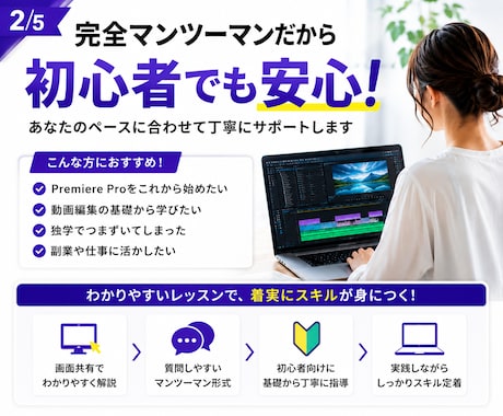 Premiere Proを丁寧に教えます 初心者歓迎！画面共有のマンツーマン指導で基本操作を習得 イメージ2