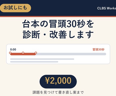 YouTube台本の冒頭30秒を診断・改善します イメージ1