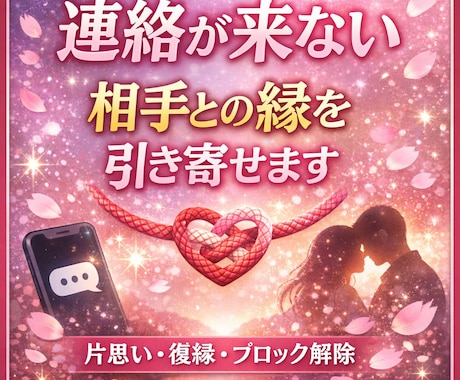 連絡が来ない相手との縁を引き寄せます 片思い・復縁・音信不通など恋愛のお悩みに対応します イメージ1