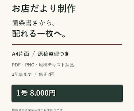 お店のお知らせを読みやすい一枚にまとめます カフェ・サロン・教室向け。原稿整理から紙面制作まで イメージ1