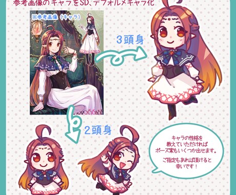 SD・デフォルメキャラ制作いたします 貴方のキャラクターを可愛くデフォルメ！ イメージ2