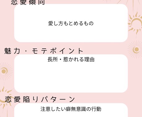 あなたの恋愛傾向・魅力・愛され方分析します 自分でも気づけないあなたの取扱説明書作成します イメージ2