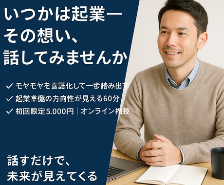 いつかは起業したいけど…その不安をお聴きします 【初回限定】起業準備のモヤモヤを一緒に整理する60分 イメージ1