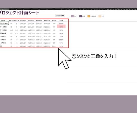 ダッシュボード付きタスク管理をExcel提供します ダッシュボード付きで、担当者ごとの進捗もひと目で確認可能です イメージ2